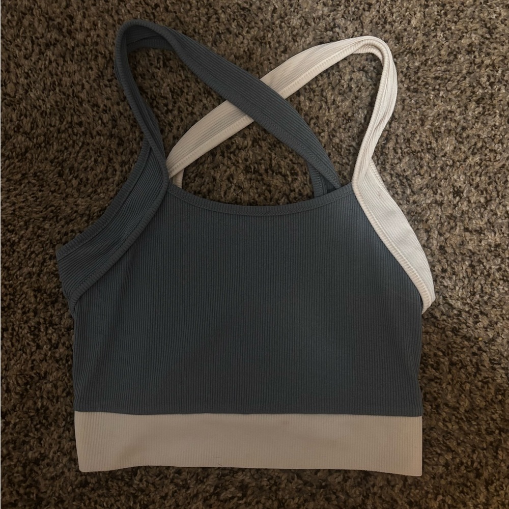 Cider Slate Blue Ribbed Knit Top